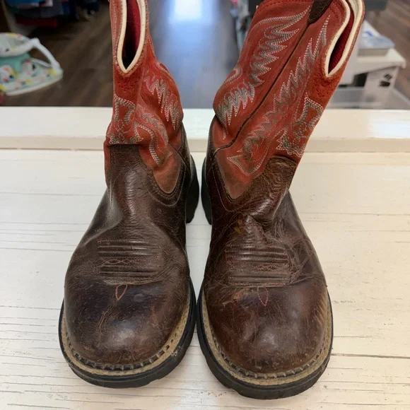 Ariat Red and Brown Ankle Boots - Picture 2 of 6